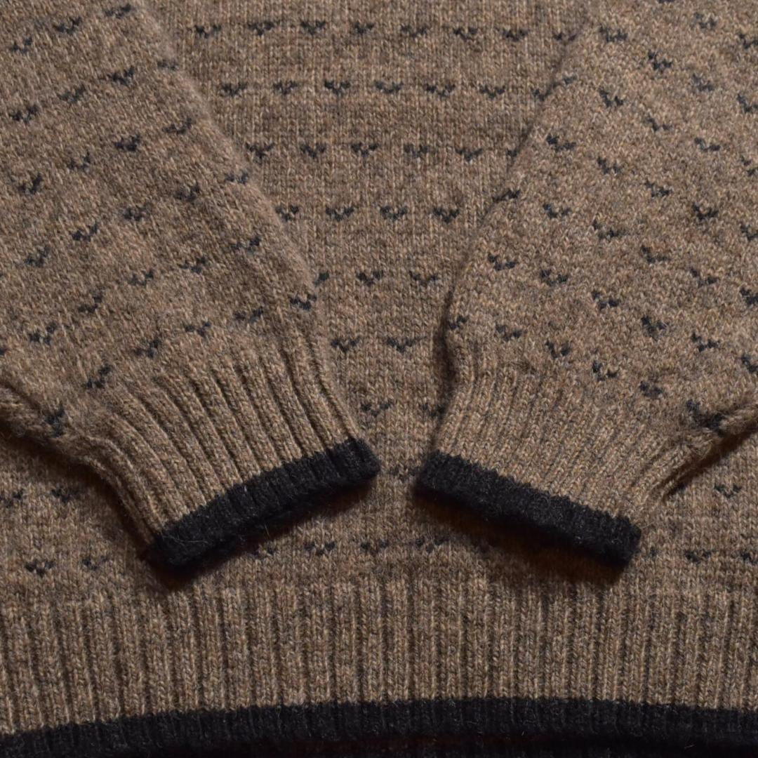 Woolrich バーズアイニットセーター クルーネック ブラウン