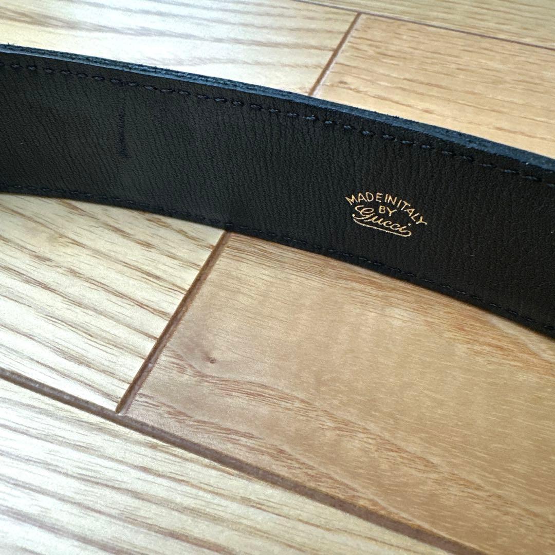 GUCCI ベルト　美品　ヴィンテージ　75 グッチ　黒　レディース　ロゴベルト