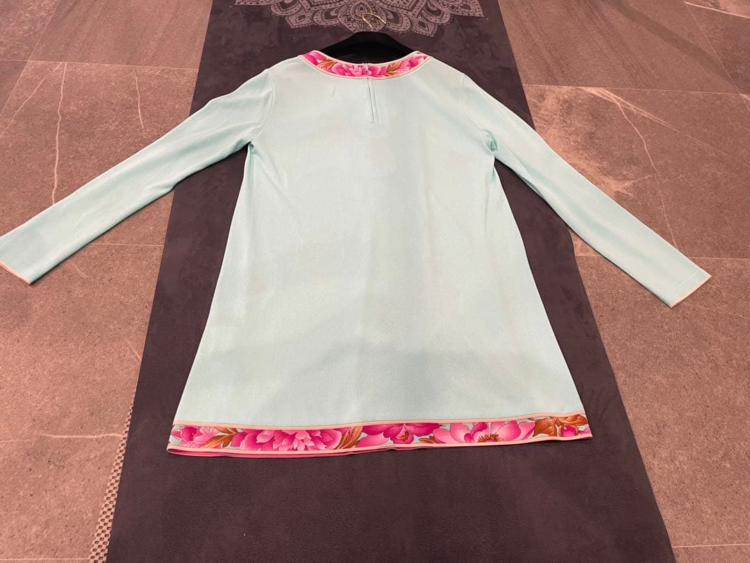 美品　LEONARD レオナール　異素材ミックス　長袖トップス　チュニック38