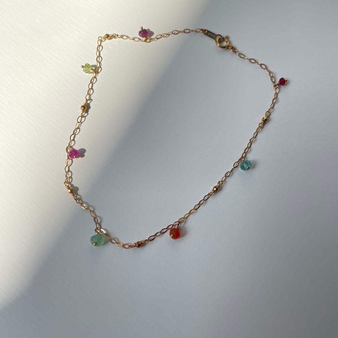 Ahkah 天然石　K18ＢｏｎＢｏｎ　アンクレット