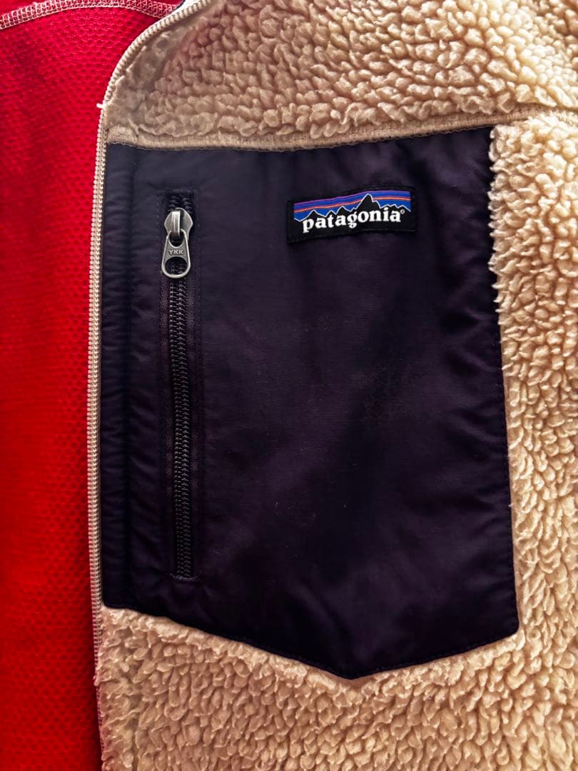 Patagonia フリースベスト ベージュ/ネイビー