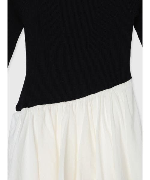 新品タグ付　anuans ボートネックイレギュラーヘムドッキングニットワンピース