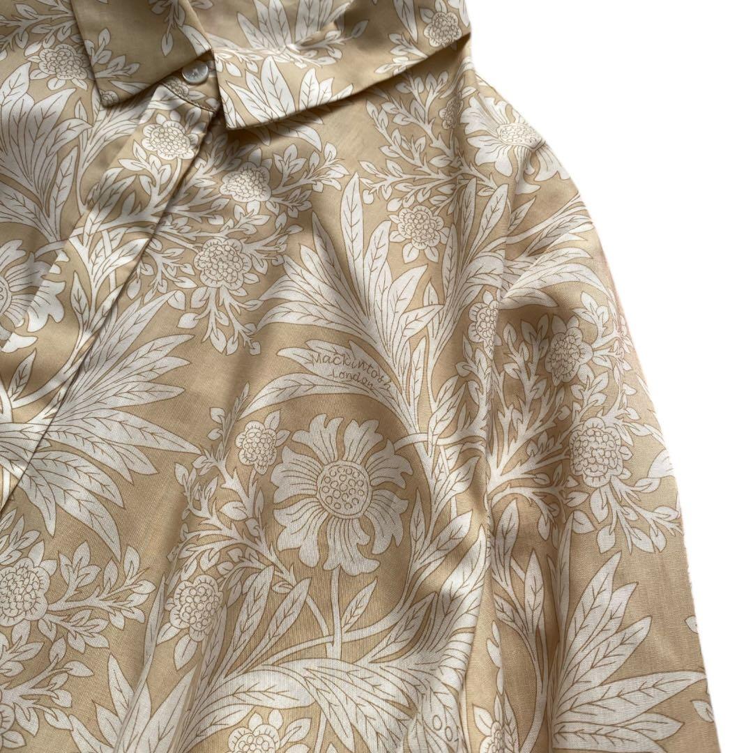 マッキントッシュロンドン　シャツワンピース　ボタニカルプリント　総柄　ベージュ