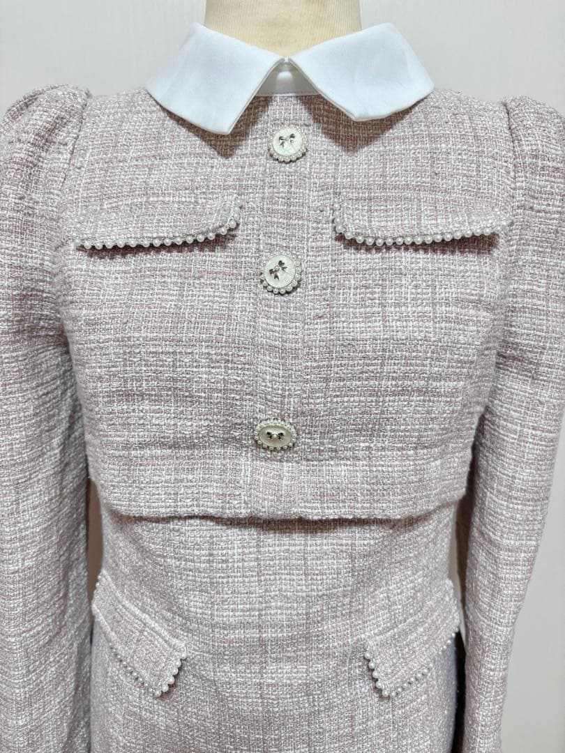 evelyn ツイードミニフレアワンピース