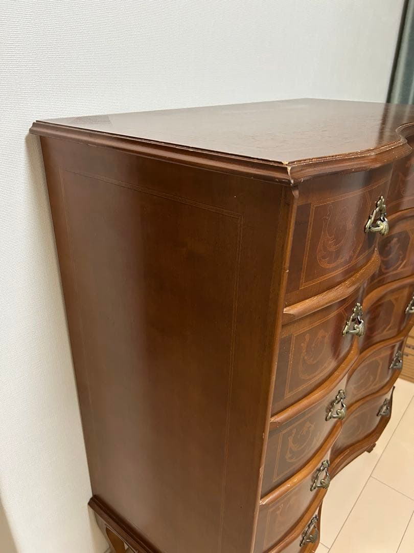 ソ*ト様 インレイ 5段 チェスト 猫脚 ドロワー 棚 アンティーク風