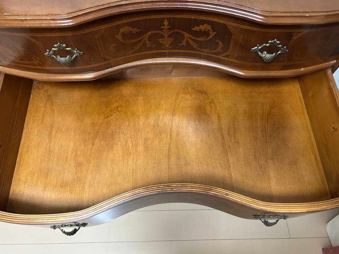 ソ*ト様 インレイ 5段 チェスト 猫脚 ドロワー 棚 アンティーク風