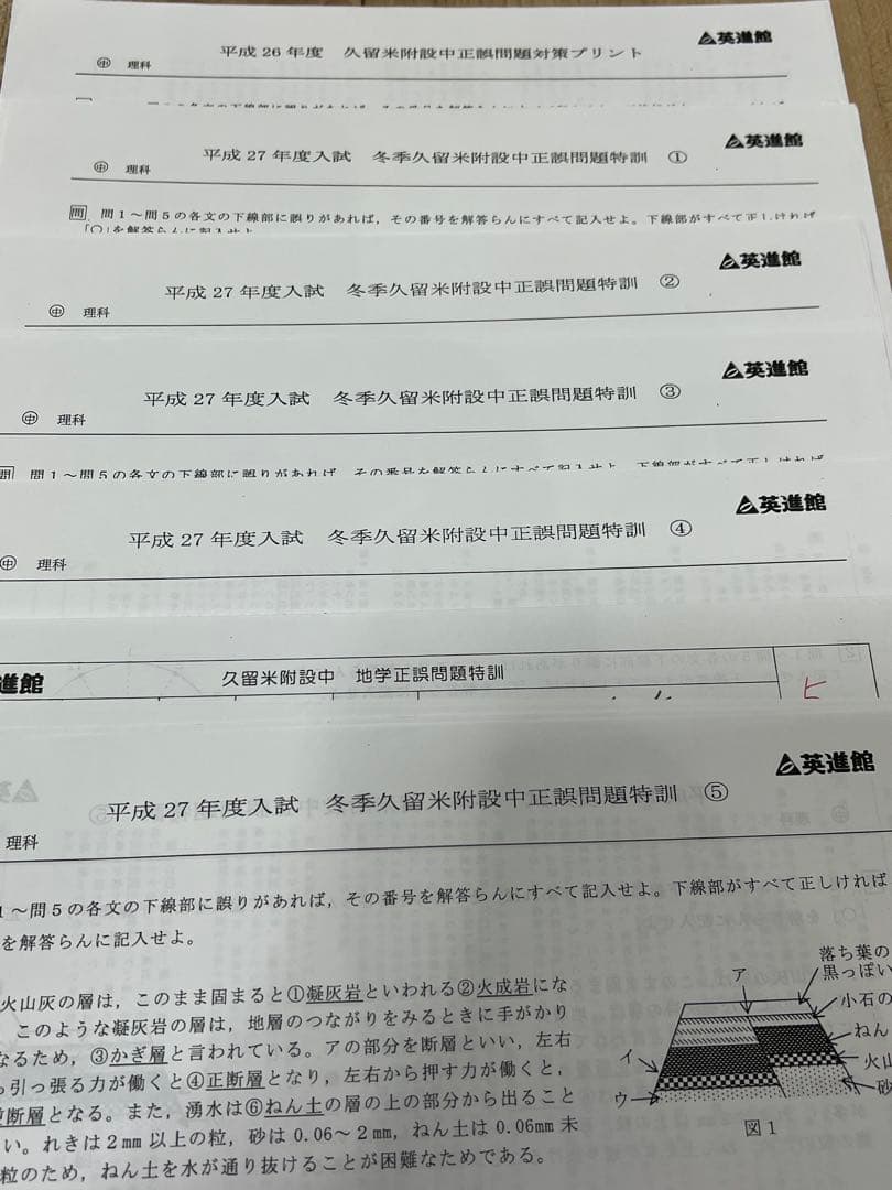 エレファントさん専用　英進館 小6TZ 理科 算数国語プリント久留米附設中学校