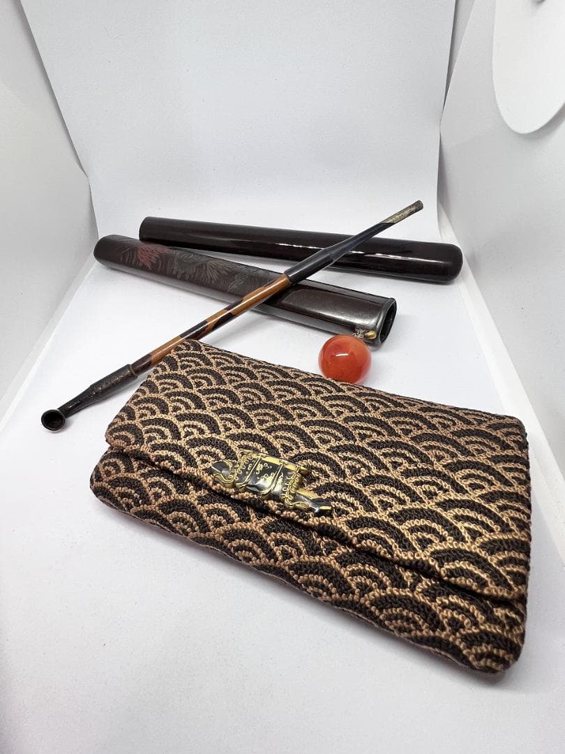 煙草入れ　かます　差し　江戸期　サガラ織　２組セットで