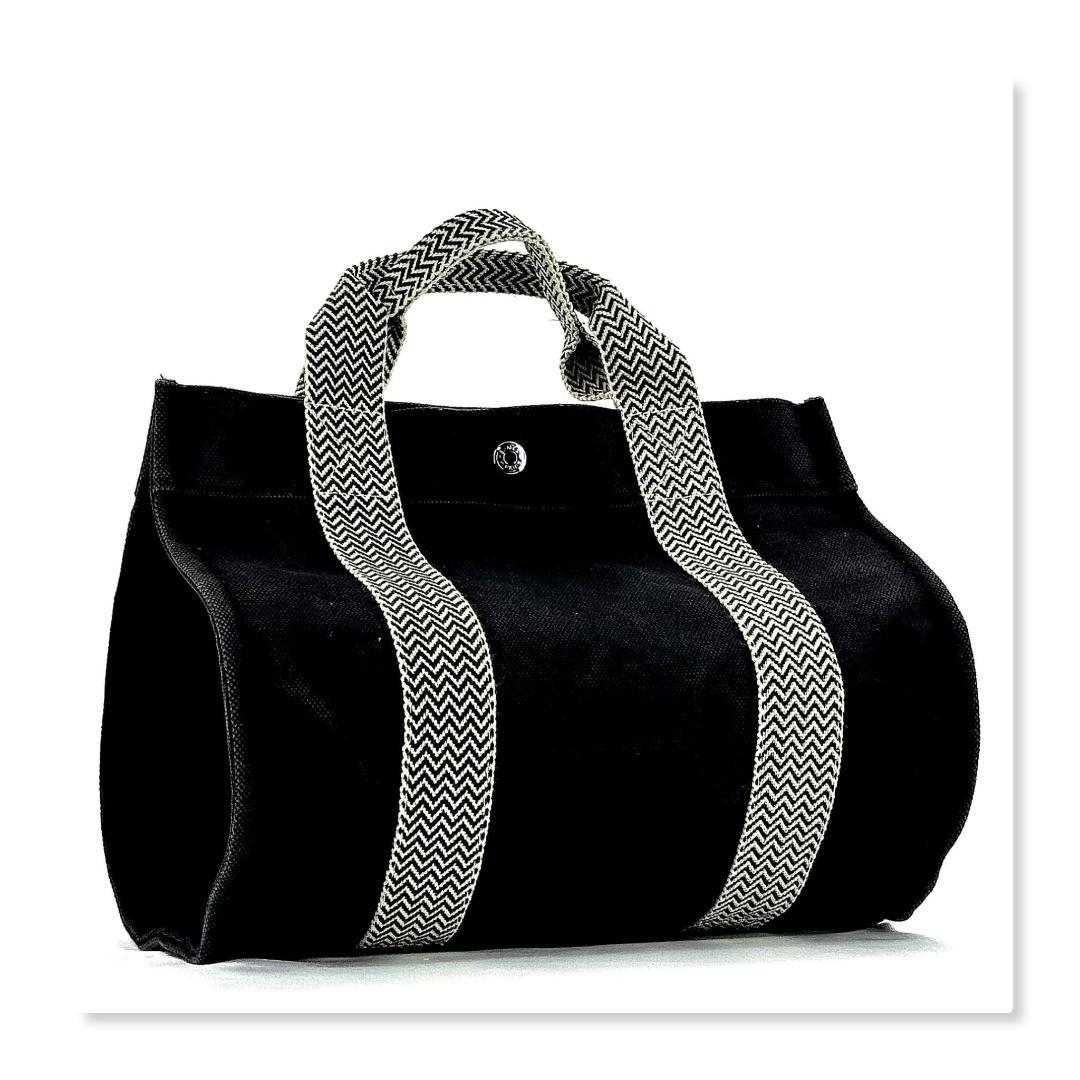 エルメス　カンヌPM　トートバッグ　キャンバス　ブラック系　【廃盤・美品】