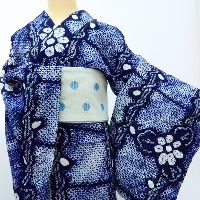 専用Y3458◆美品 有松鳴海絞り 綿 広衿仕立て 手縫い仕立て 高級浴衣