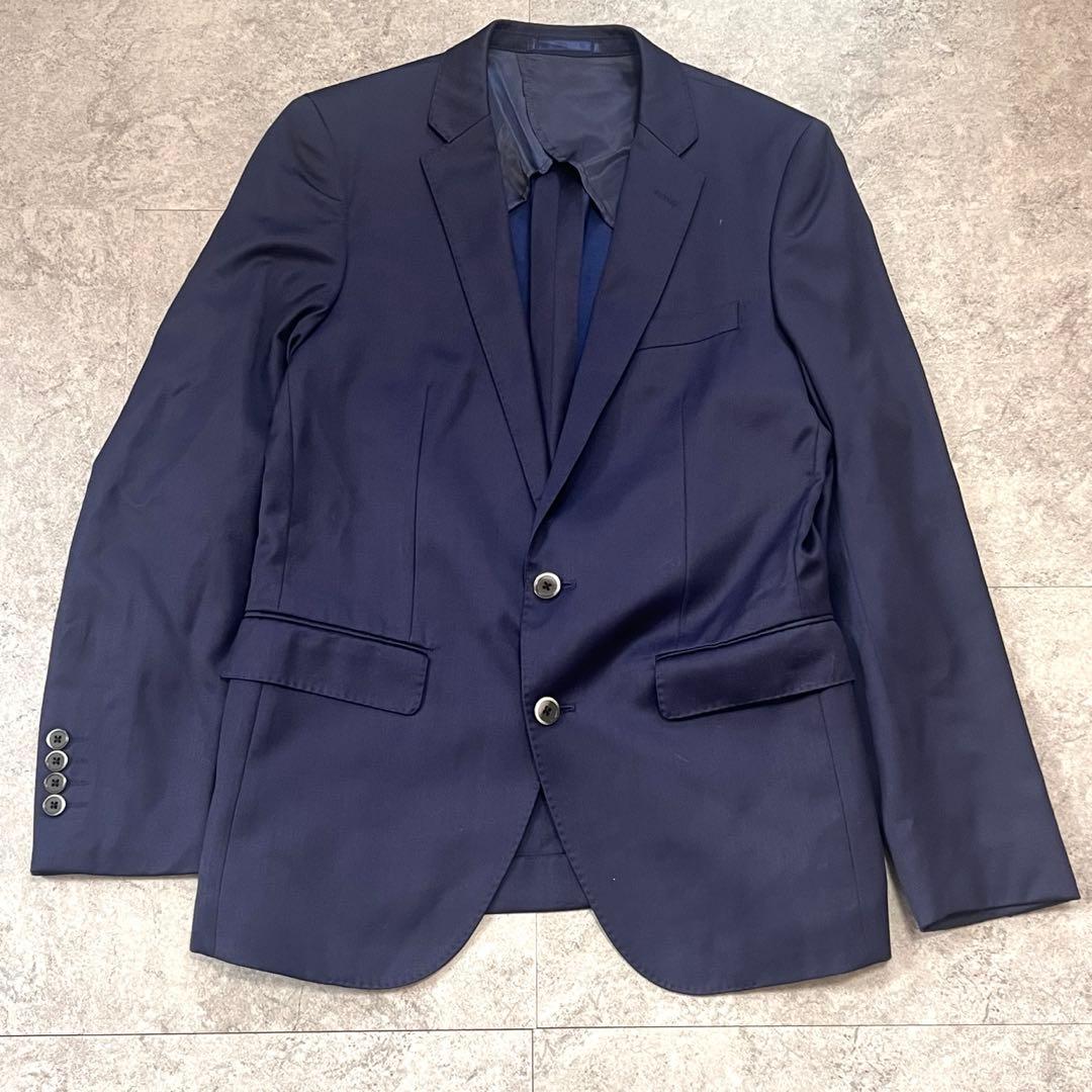 ナノユニバース スリーピース セットアップ シルク 光沢感 ネイビー　46