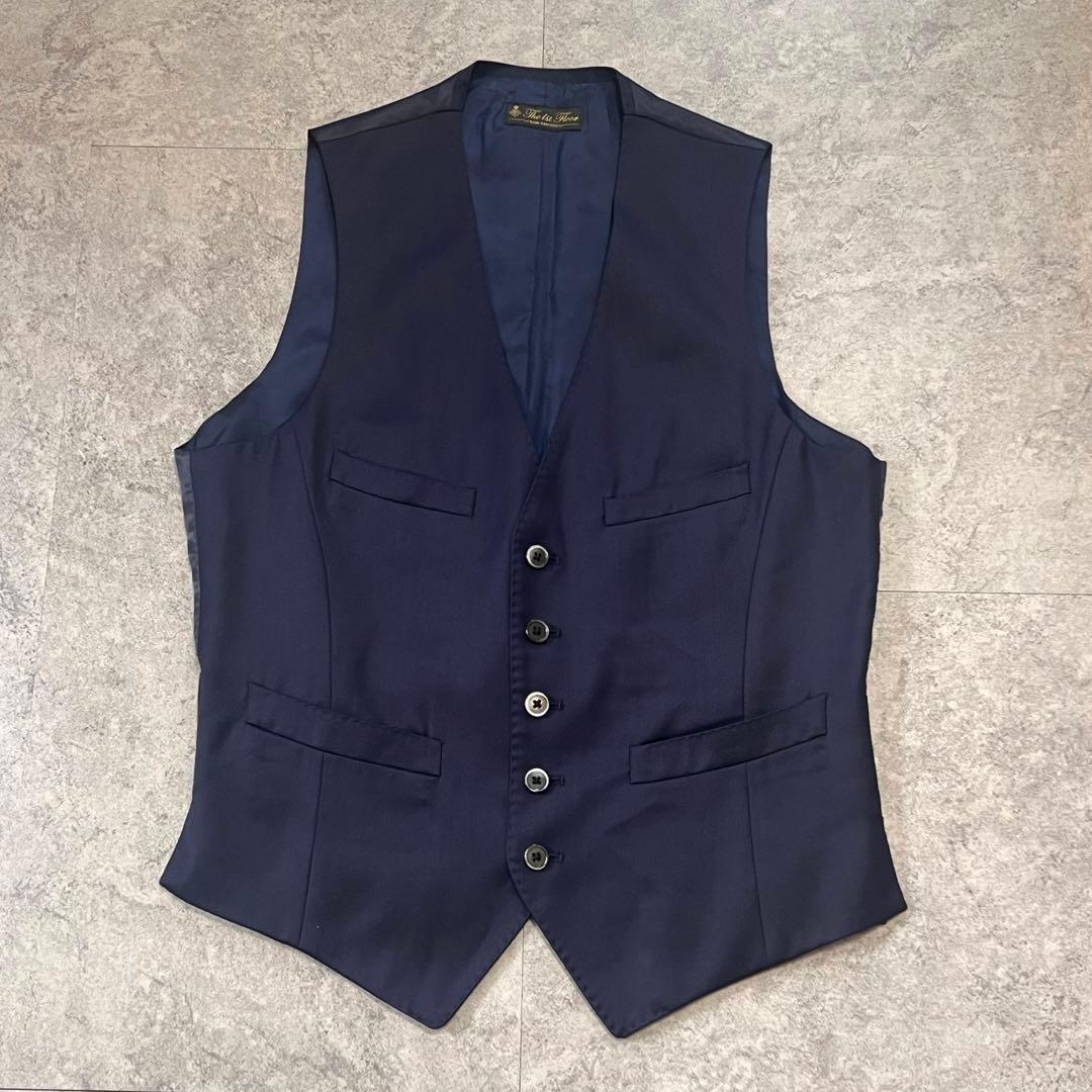 ナノユニバース スリーピース セットアップ シルク 光沢感 ネイビー　46