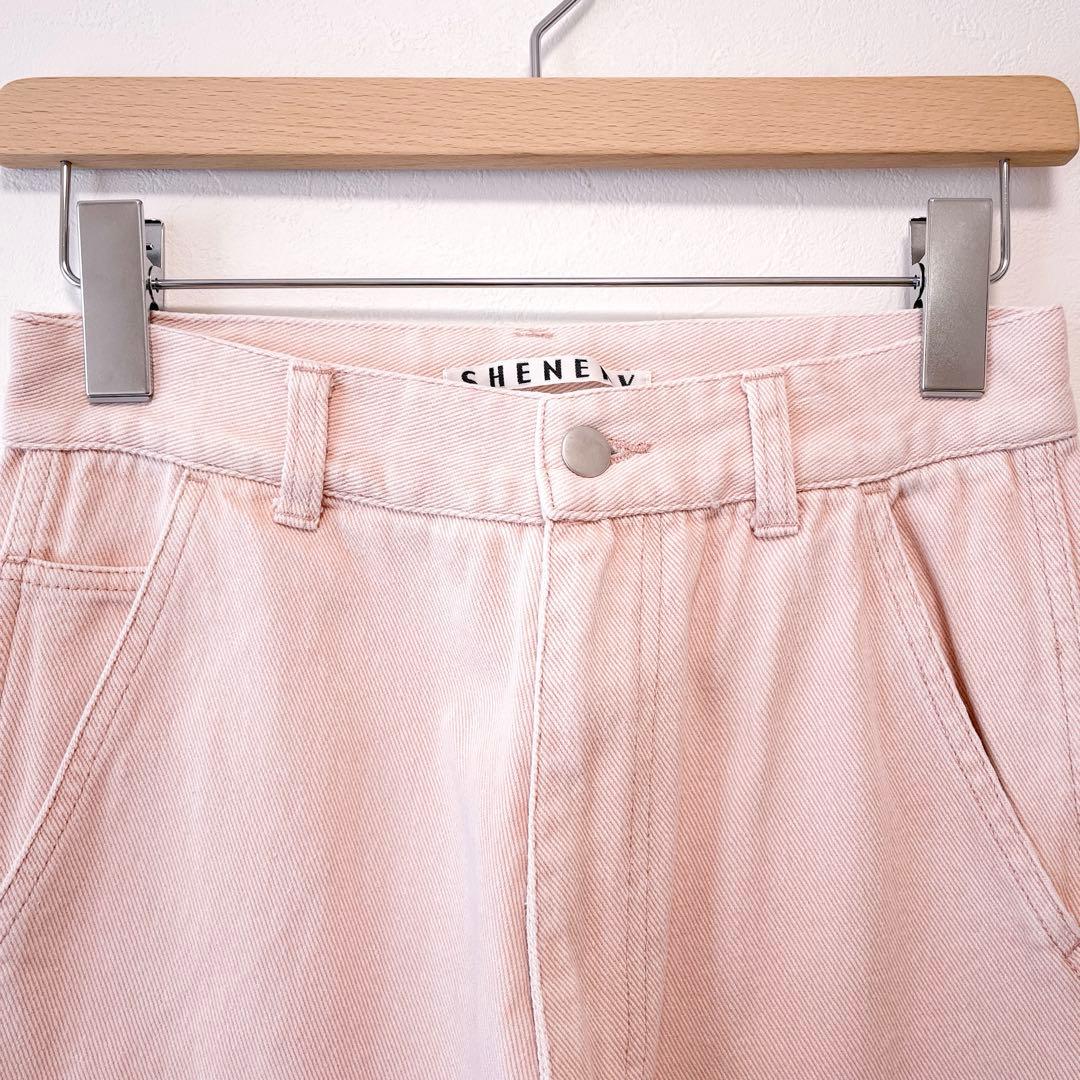美品 SHENERY ペインターデニムパンツ ワイド ゆったり ピンク