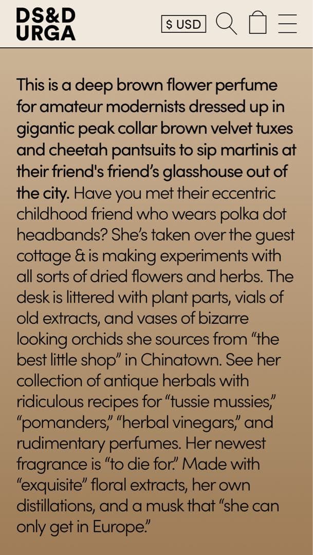 香水(ユニセックス) BROWN FLOWERS D.S. & DURGA 50ml