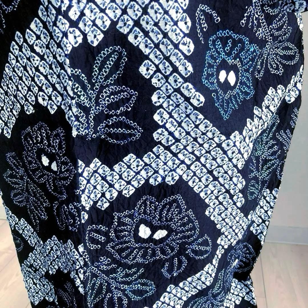 かのん 有松絞り・蜘蛛絞り　浴衣　しつけ糸付　未使用　手縫い　N120