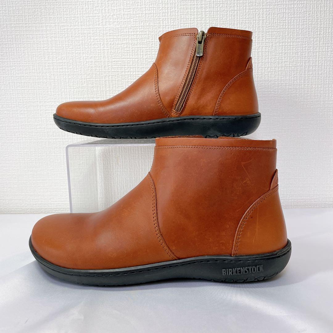 ビルケンシュトック ベニントン 38 ショートブーツ ブラウン サイドジップ本革