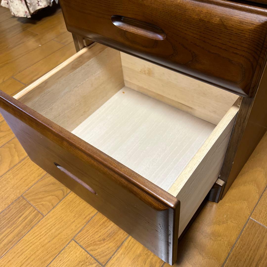 ダークブラウン木製スリムチェスト 9引き出し