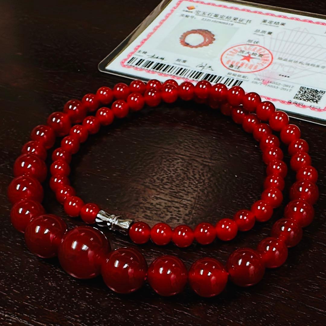 【天然玉石】南紅瑪瑙ネックレス 1つ