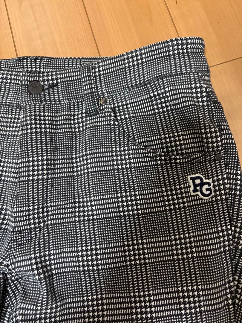 パーリーゲイツ 裏起毛 千鳥 チェック パンツ サイズ4 M相当 星条旗