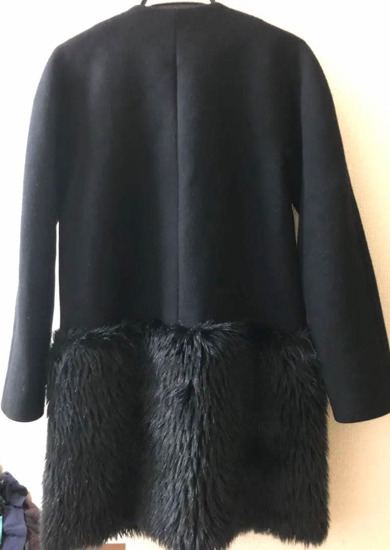 YOKO CHAN ファー付き ラップスタイル ロングコート 38