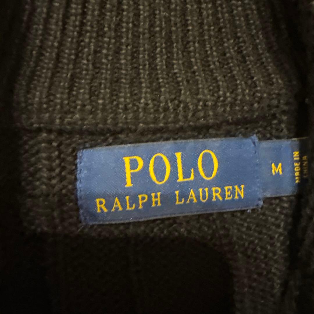 現行　ポロラルフローレン ハーフジップ ケーブルニット　黒ブラック