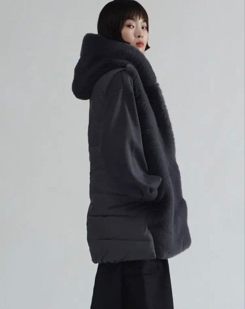 試着のみ☆Aga エコファーベスト　ブラック　9号　ヤマダヤ　ジレ　フード　ファ