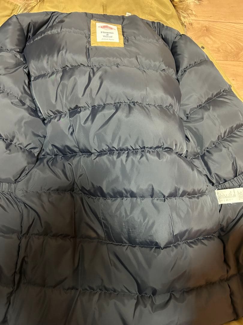 【美品】DANTON/ダントンダウンコートJD-8634LASカーキ42