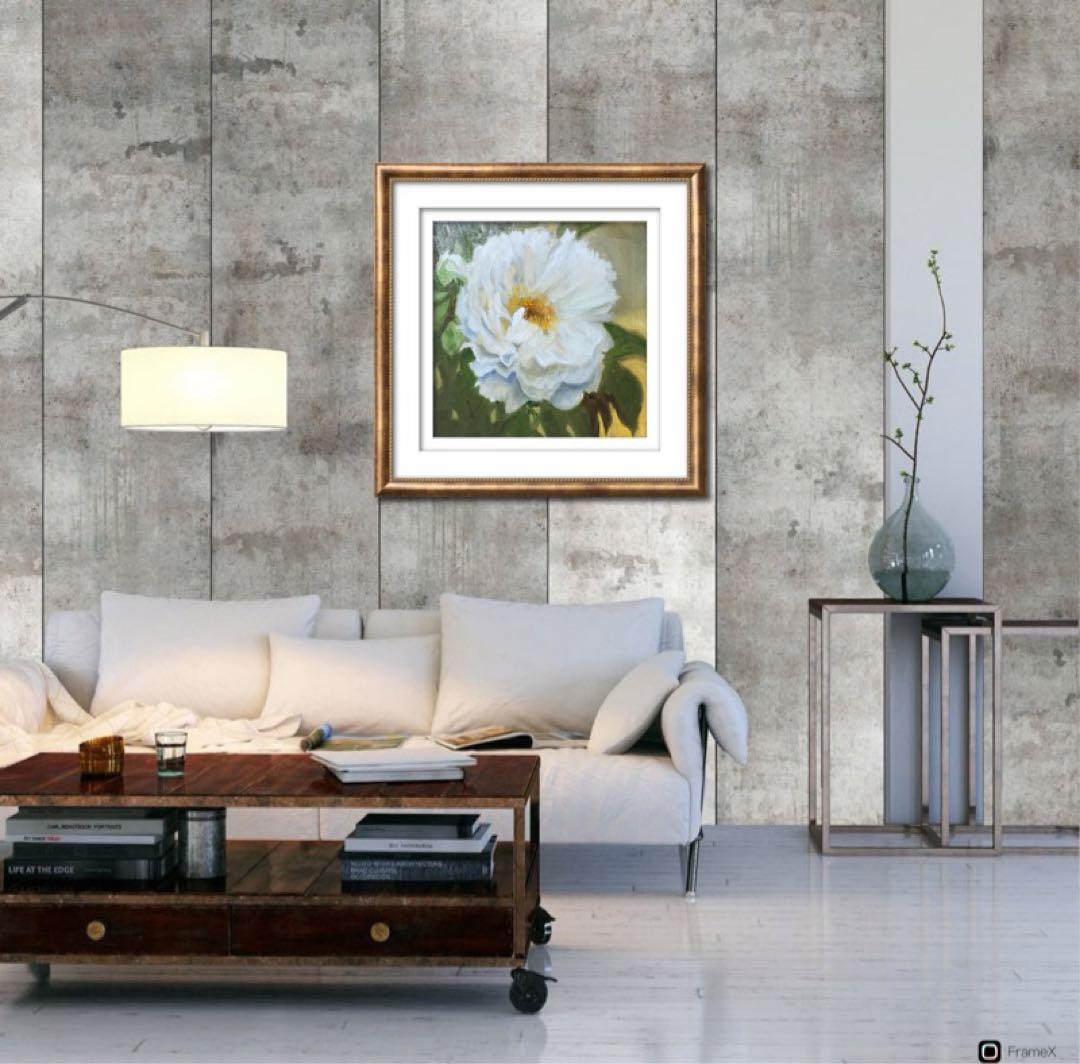 油彩画　「　牡丹　貴婦人　」　額付　原画