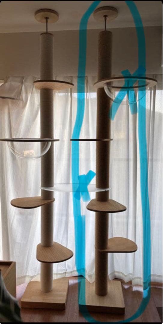 SUMIKA 突っ張り型木製キャットタワー　ハイエンド（天然麻　ベージュ）