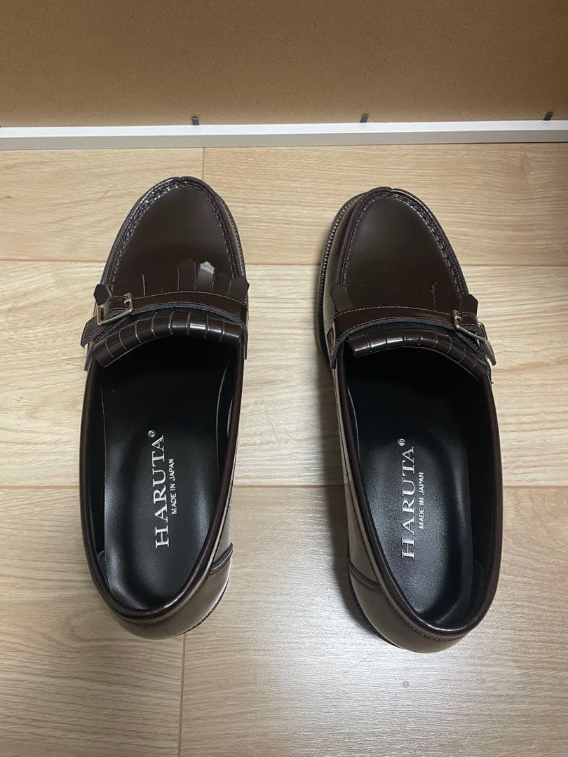 HARUTA ブラウン カジュアルキルトローファー #232 フリンジ付き