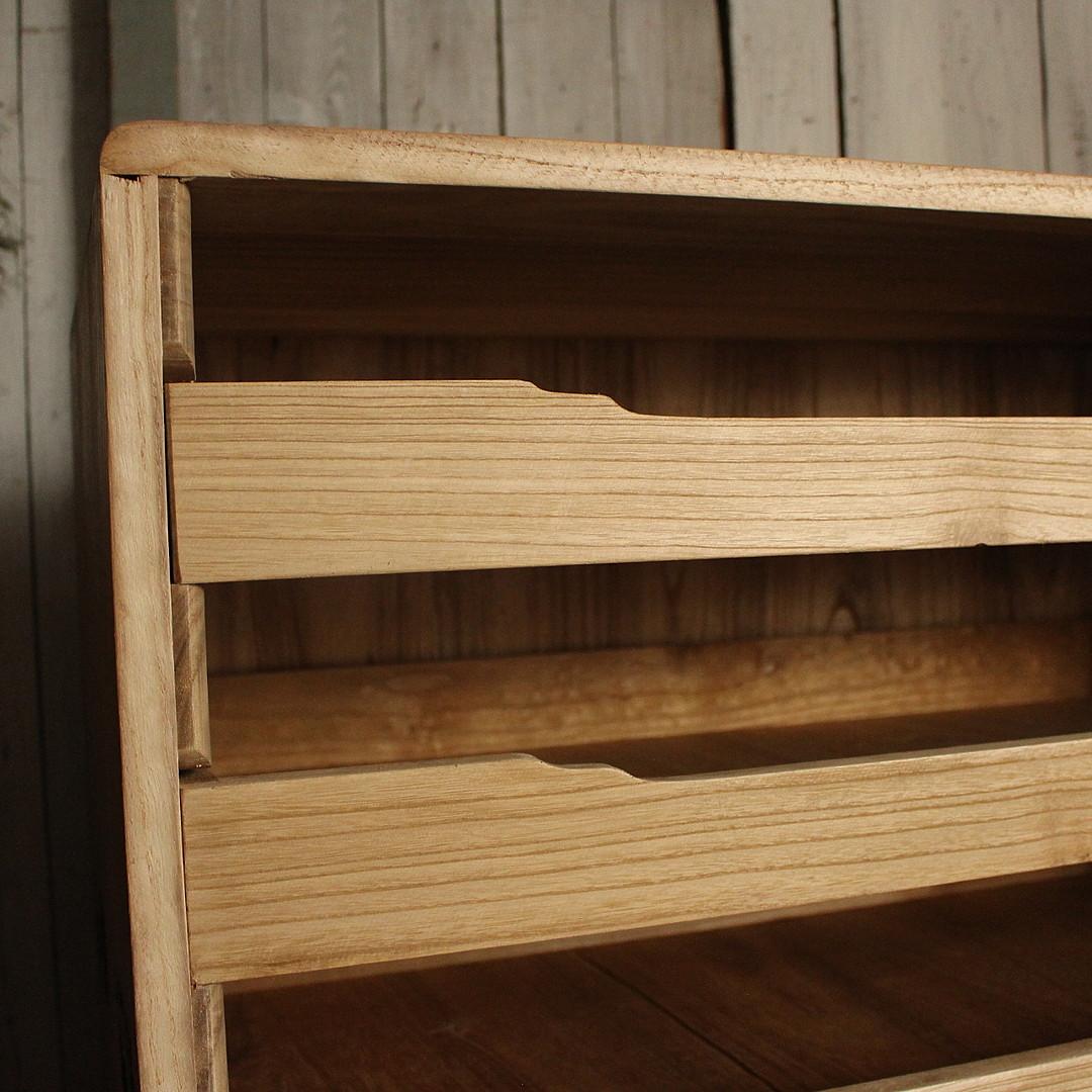 古い木製の引き出し5段　食器棚　キャビネット　古家具　古民家