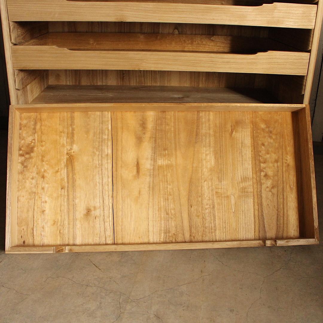 古い木製の引き出し5段　食器棚　キャビネット　古家具　古民家