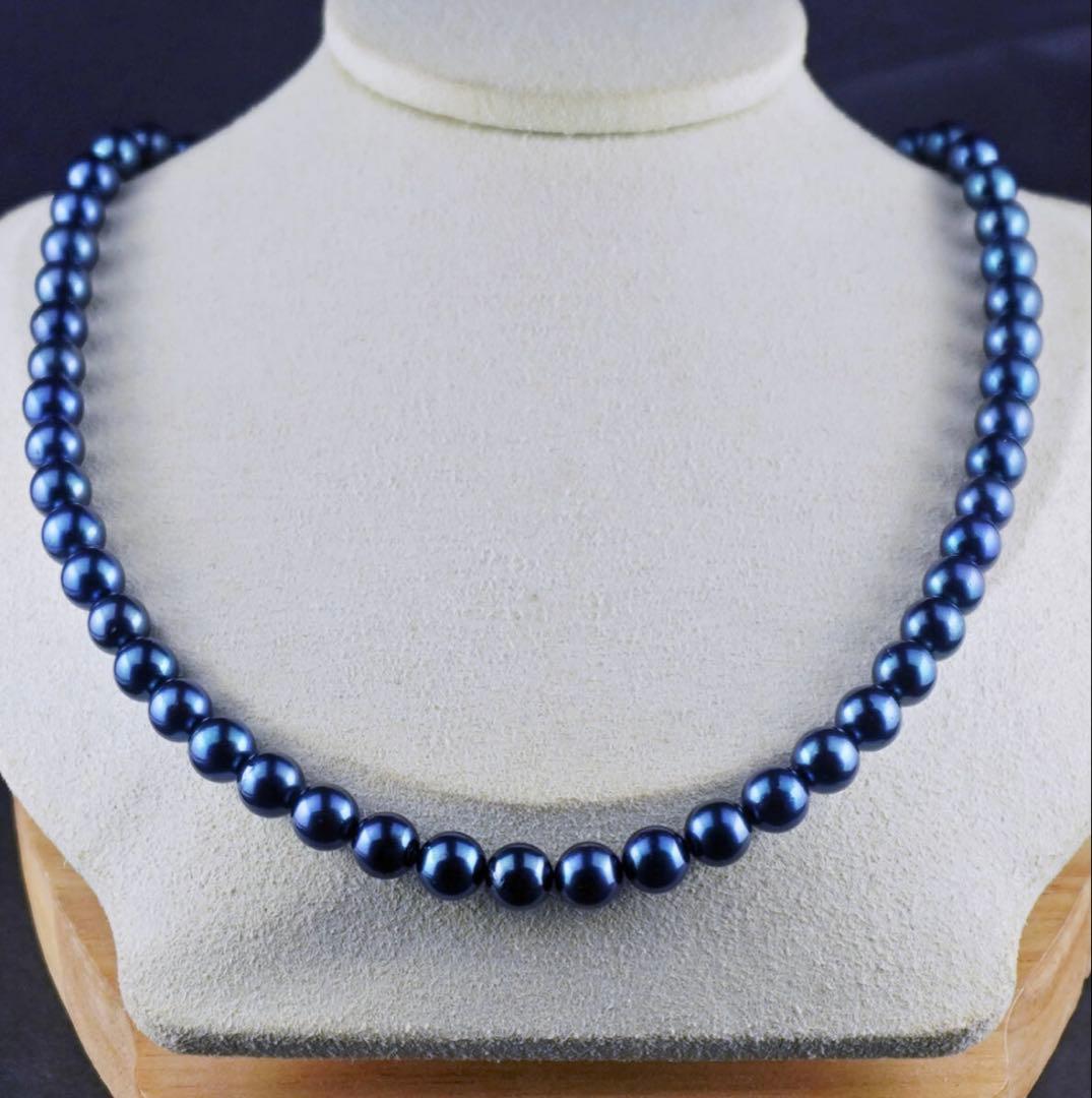 ピーコックグリーンあこや黒真珠【7.0㎜～7.5㎜】フォーマル ネックレス