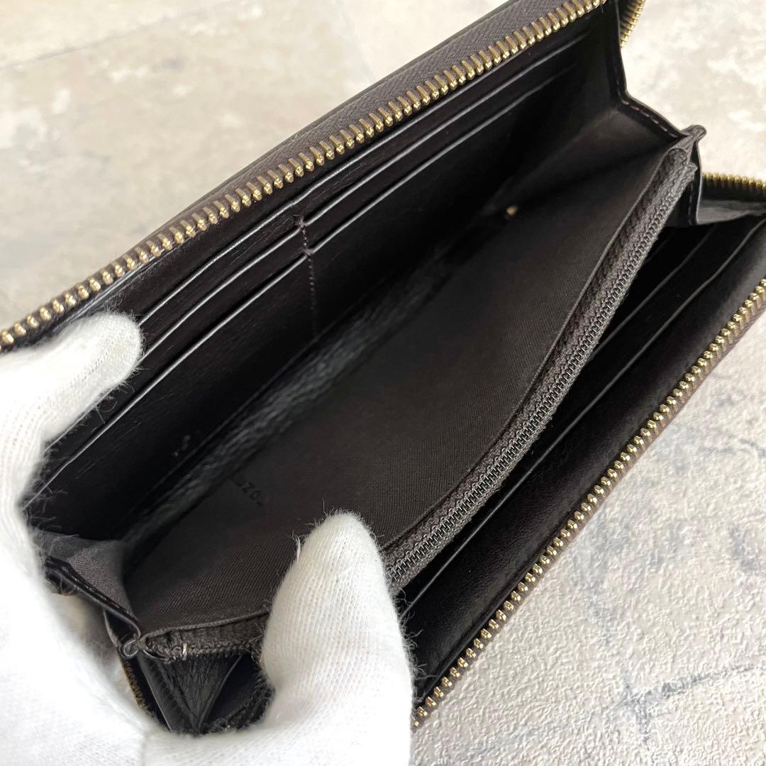 美品✨FENDI ズッカ ラウンドファスナー 長財布 キャンバス ブラウン