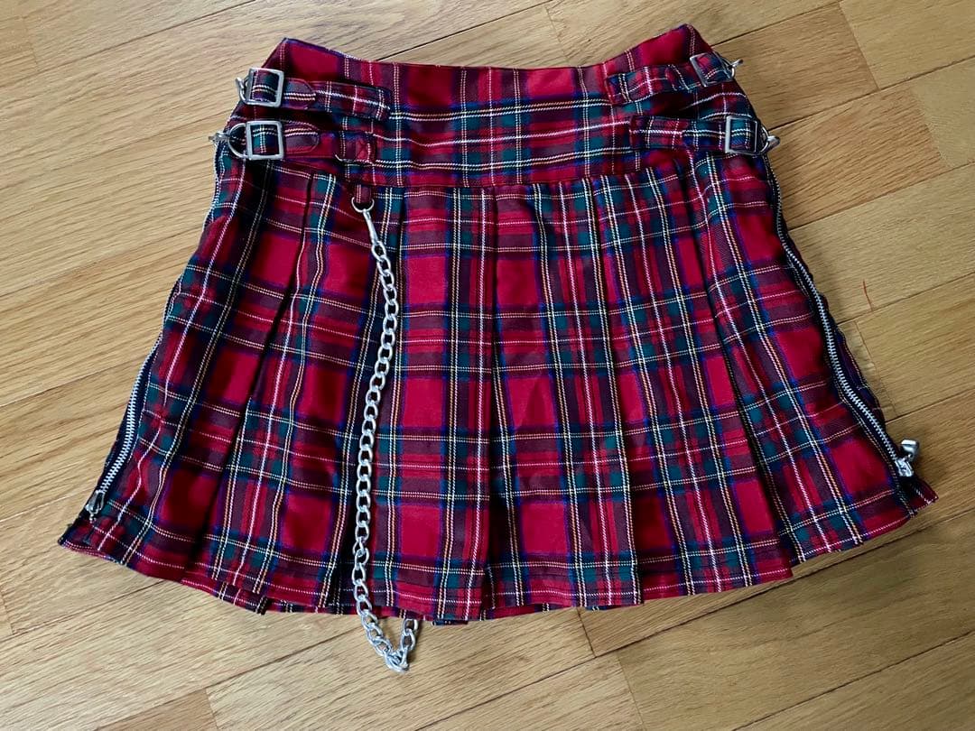 MAD PUNKS 赤チェック柄ミニスカート Sサイズ タグ付き