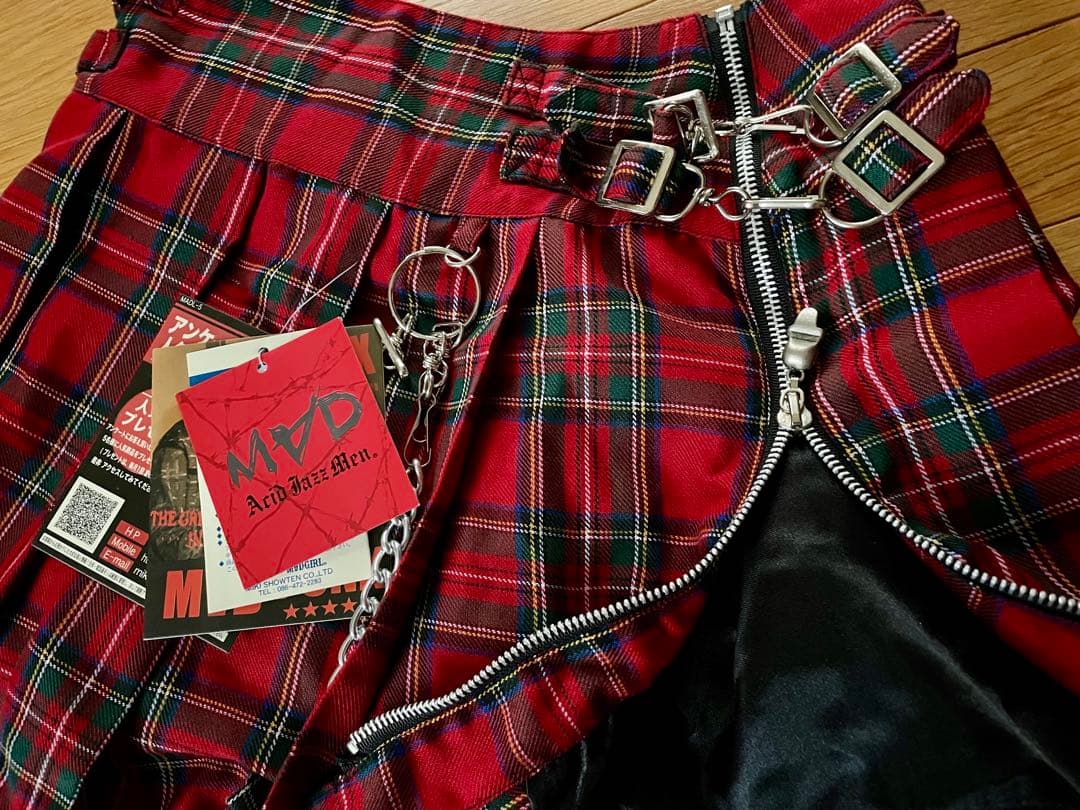 MAD PUNKS 赤チェック柄ミニスカート Sサイズ タグ付き