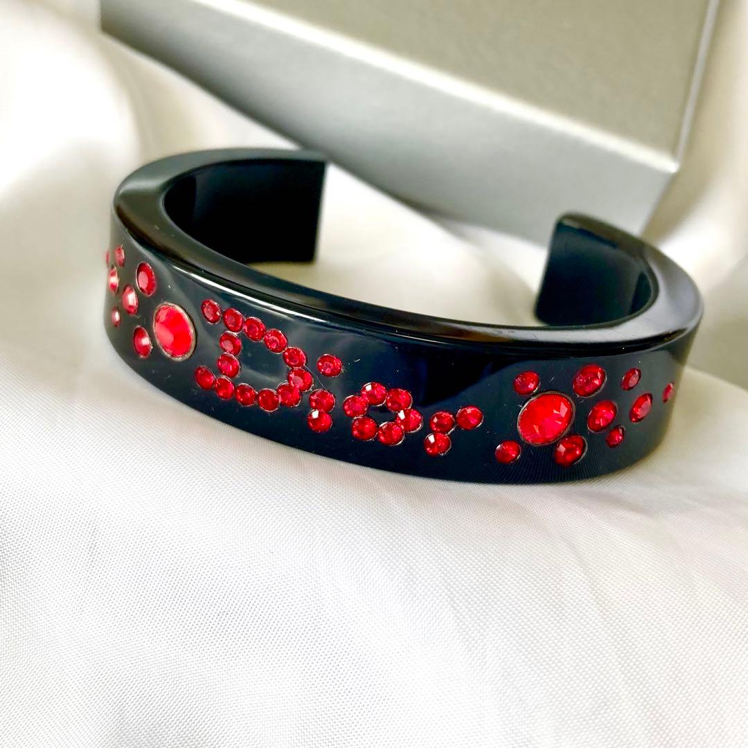 極美品　Christian Dior バングル　ロゴ　ラインストーン　人気