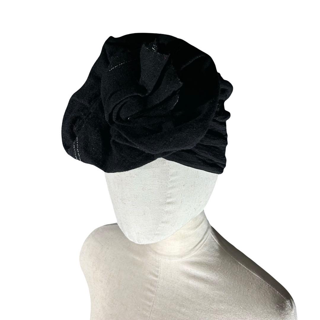 希少 80s archive 装飾デザインターバン 黒 シュシュ