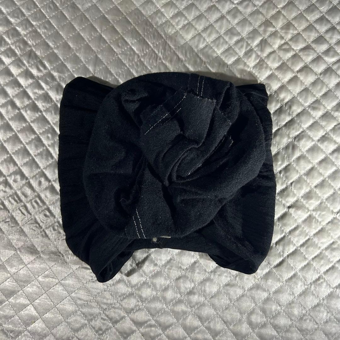 希少 80s archive 装飾デザインターバン 黒 シュシュ