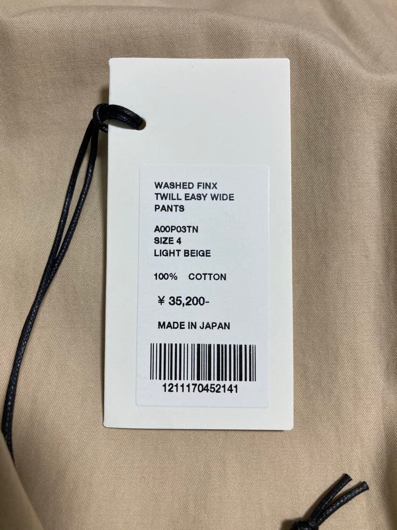 タグ付き Size4 WASHED FINX TWILL EASY WIDE