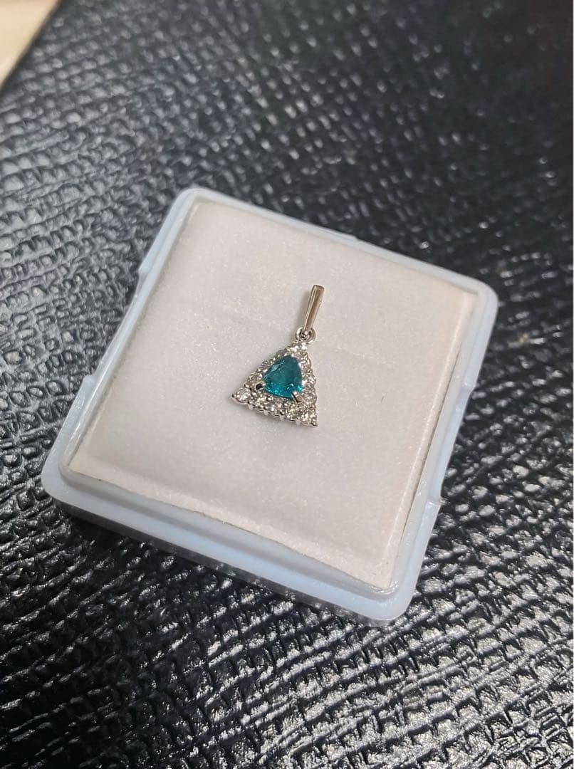 GSJ鑑別付 天然パライバトルマリン 0.11ct ダイヤ Pt950 トップ