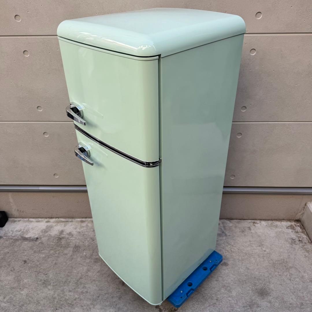 114⭐️2022年製美品★レトロ風　冷蔵庫　ライトグリーン　一人暮らし　オーヤマ