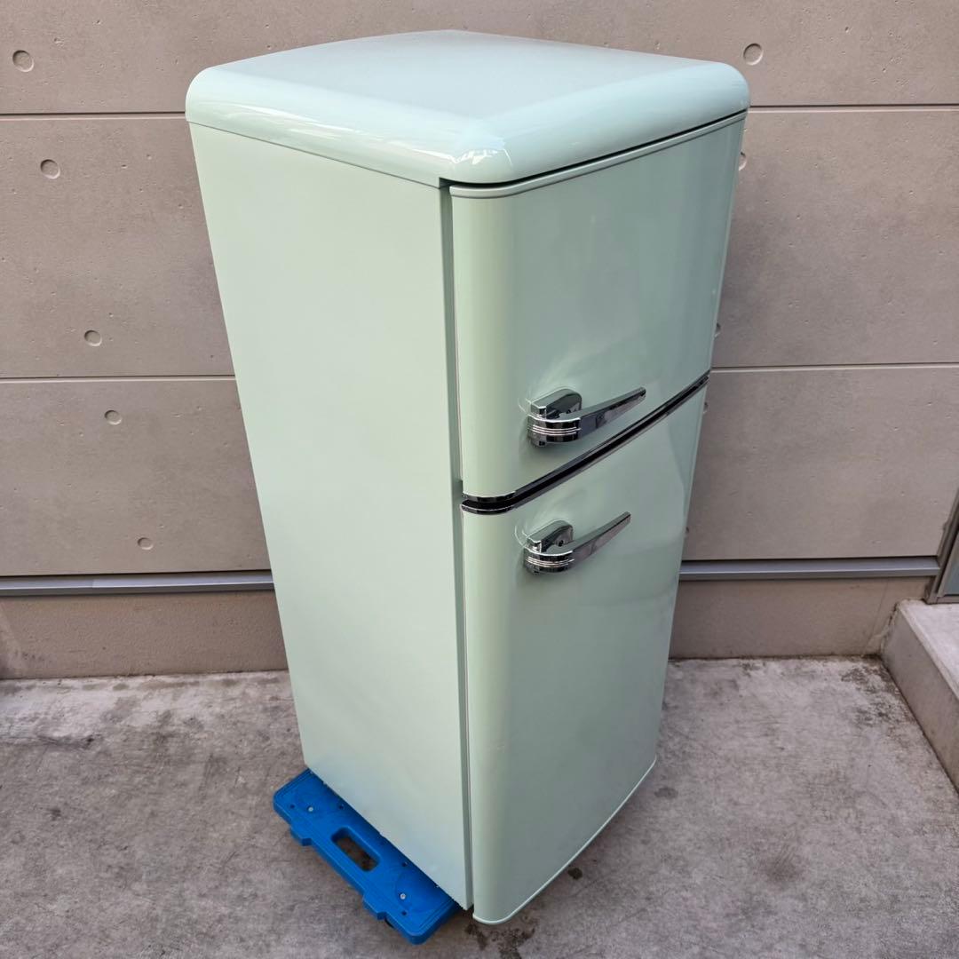114⭐️2022年製美品★レトロ風　冷蔵庫　ライトグリーン　一人暮らし　オーヤマ