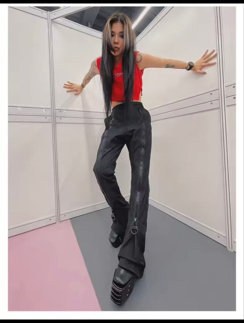 【即購入OK‼️】opium y2k センタージップワイドフレアパンツ リック風