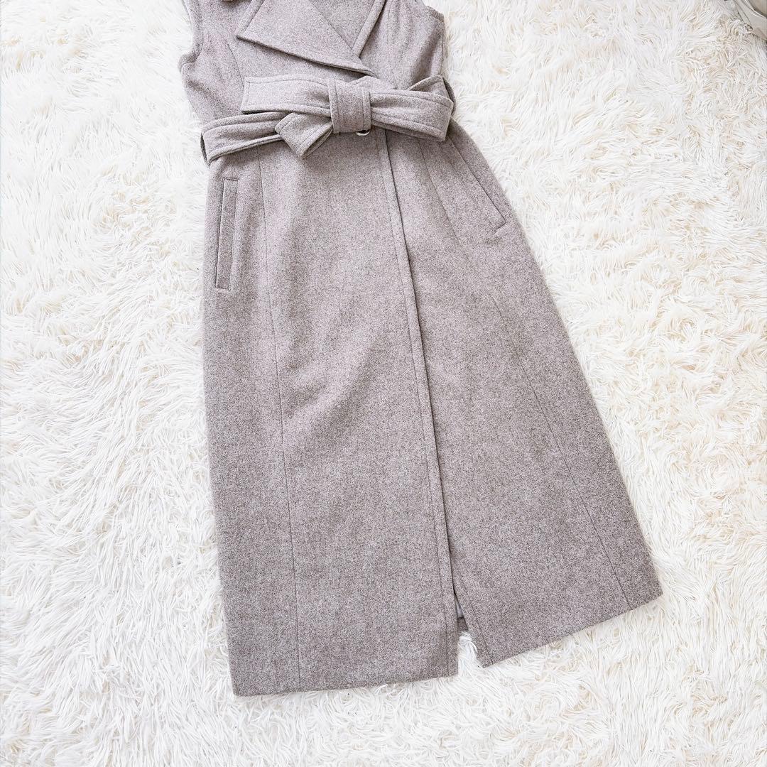 laubeblanc Belted Wool long gilet ウールジレ