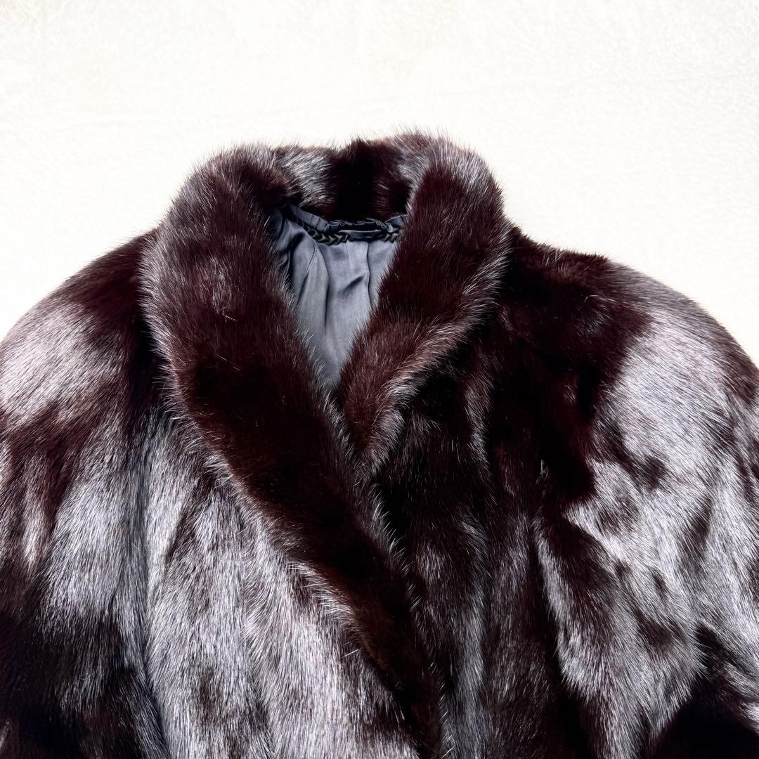 サガミンク 2225 毛皮 リアルファーコート ダークブラウン 金サガ