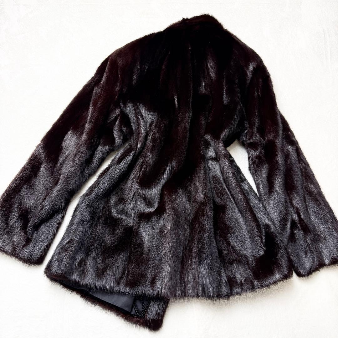 サガミンク 2225 毛皮 リアルファーコート ダークブラウン 金サガ