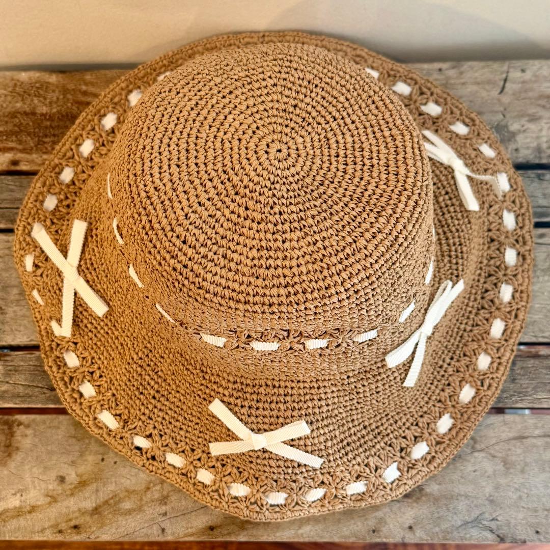 CA4LA 今期☆麦わら帽子 白リボン 新品タグ付き