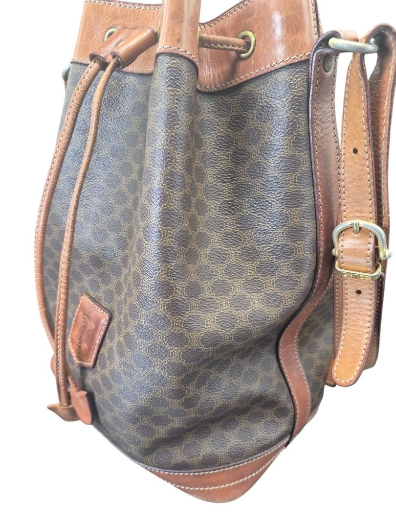 CELINE　セリーヌショルダーバック　巾着型　マカダム柄