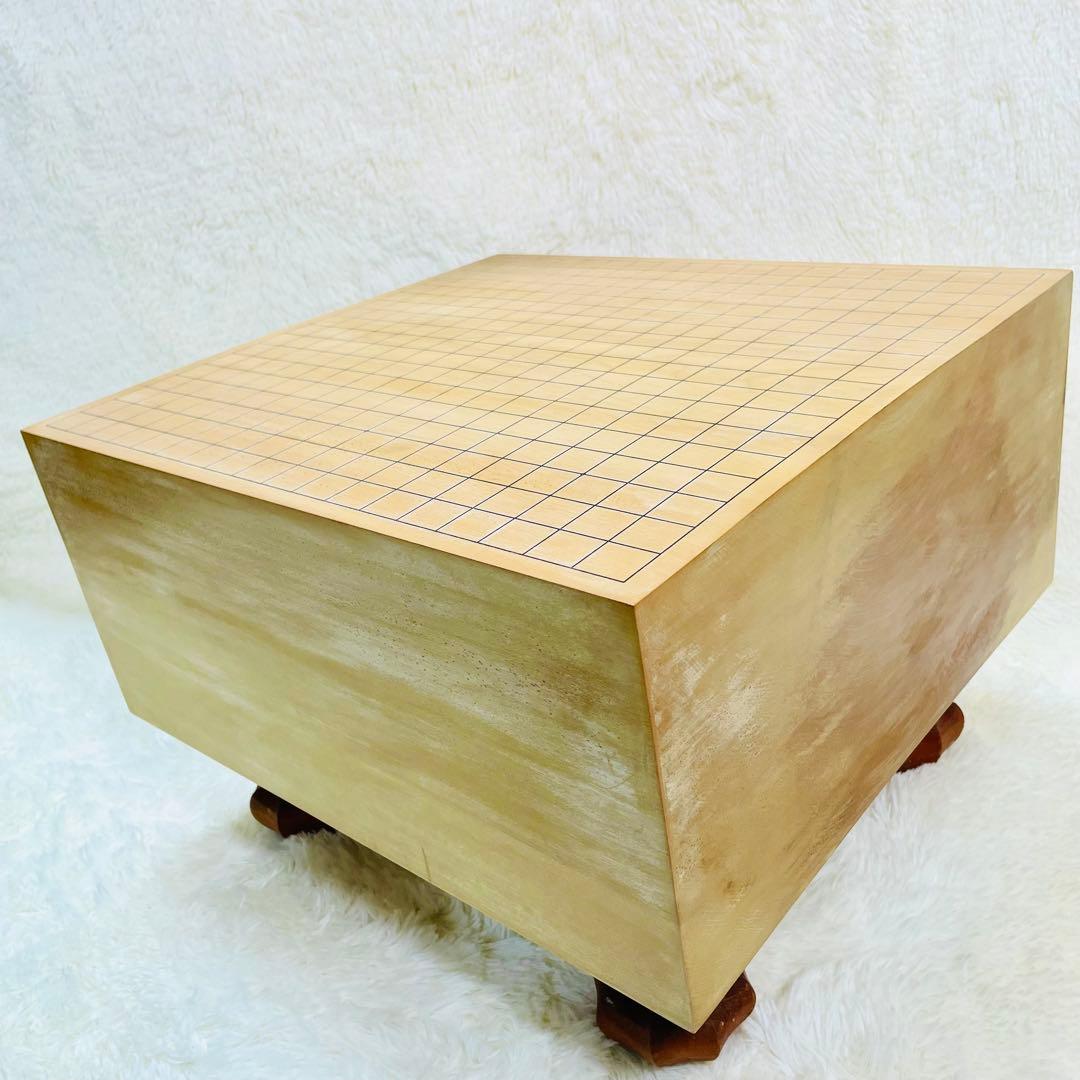 囲碁盤　脚付き　厚み6寸6分　ヘソあり　板目木裏　桐製カバー付き